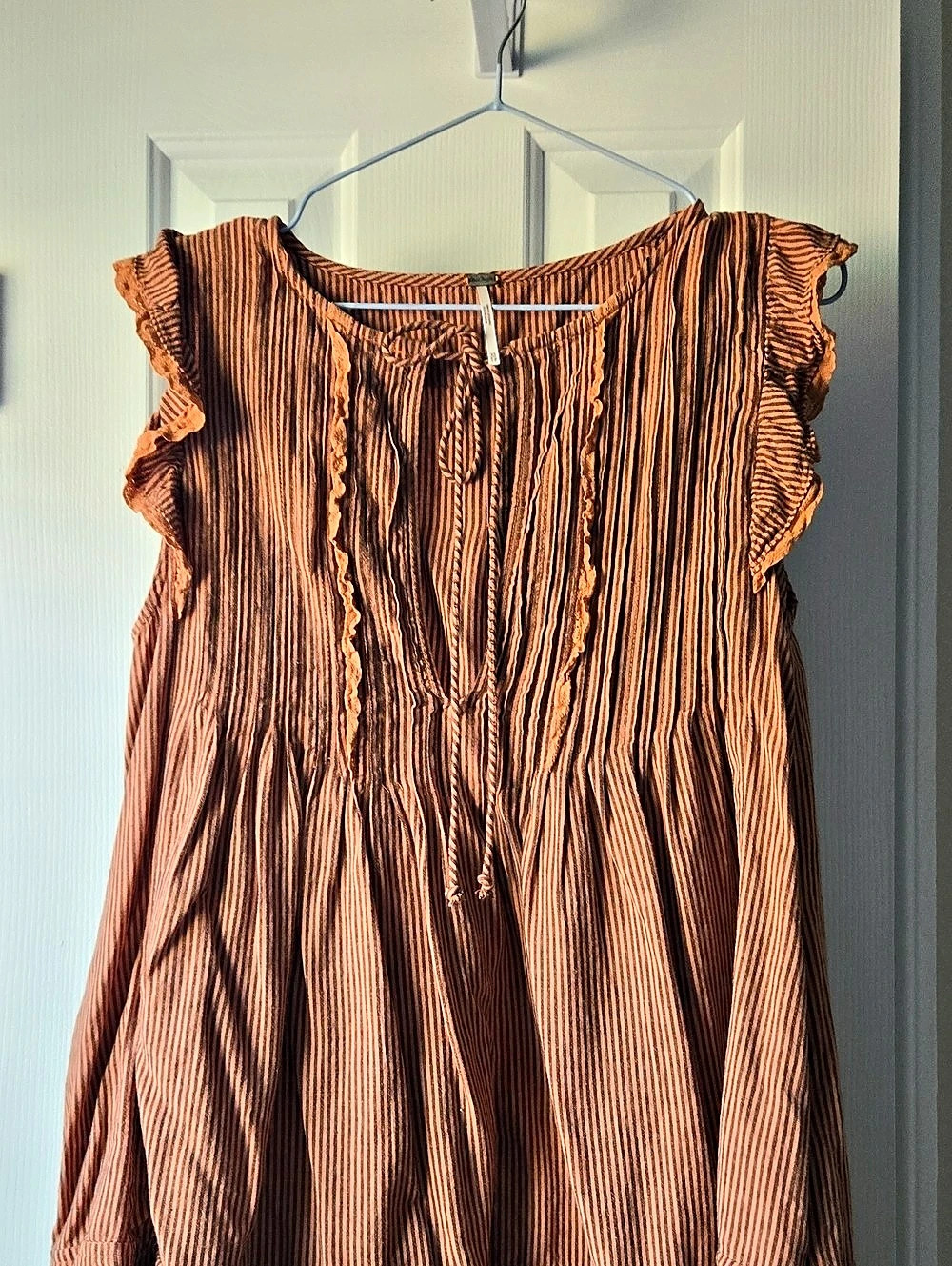 Free People We The Free Spring Tide Tunic Striped Blouse Orange & Black Small